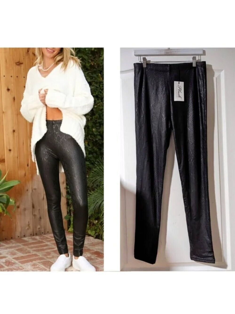 Plush Fleece | Fleece-Lined Liquid Legging in black python print